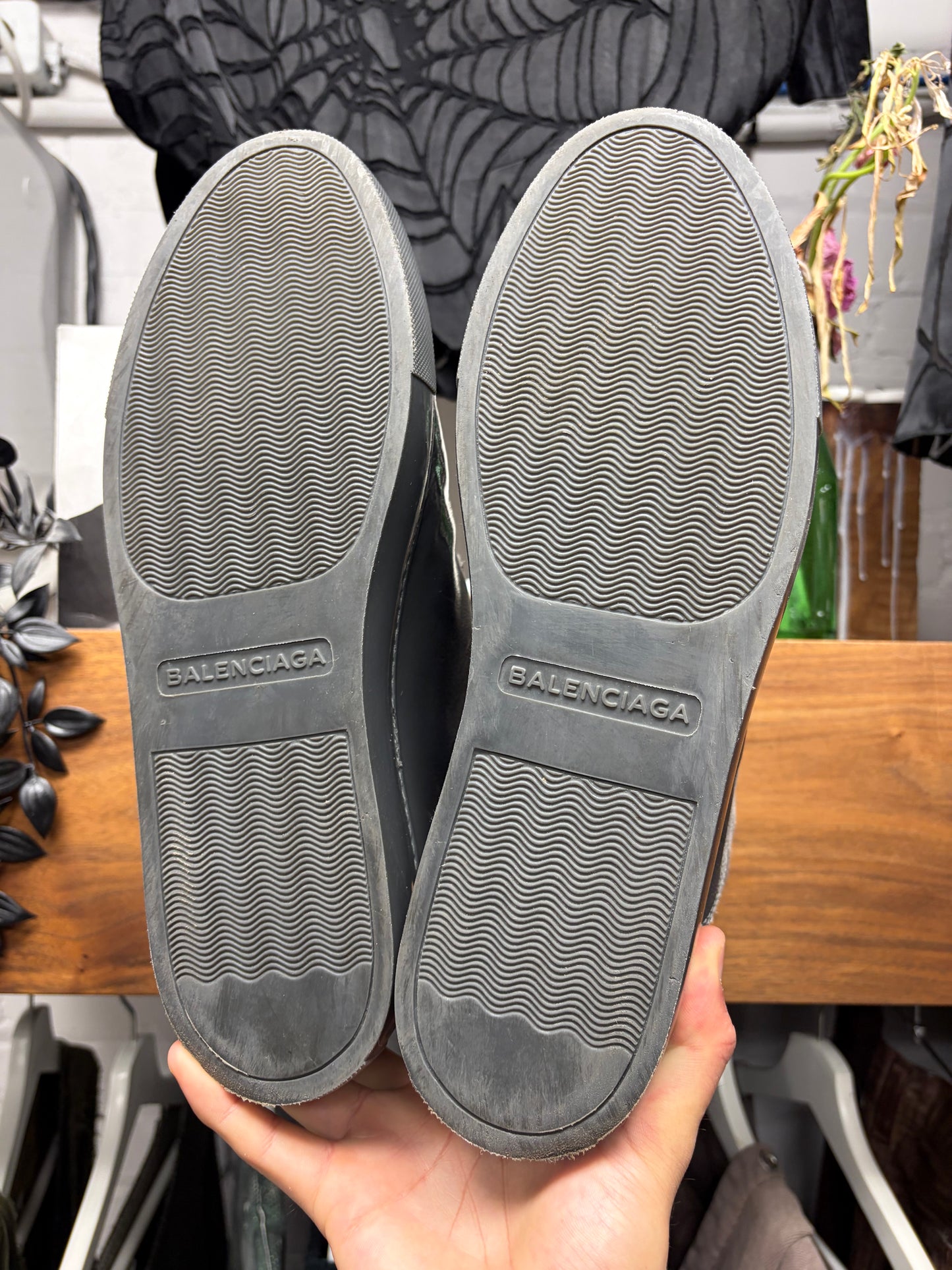 Balenciaga ‘Arena’ Gradient Grey Suede High Top Sneakers
