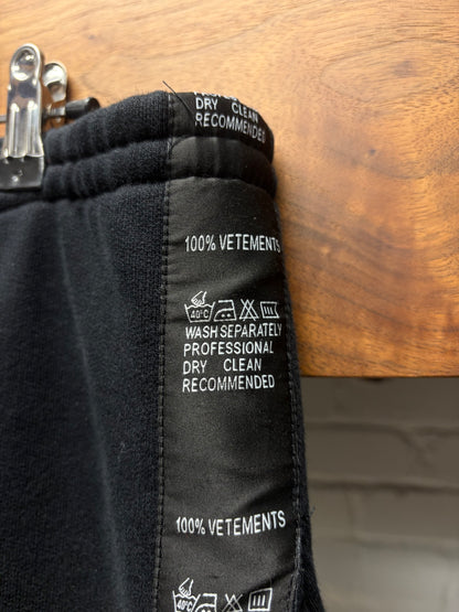 SS2019 Vetements ‘Wash Tag’ Black Drawstring Sweatpants