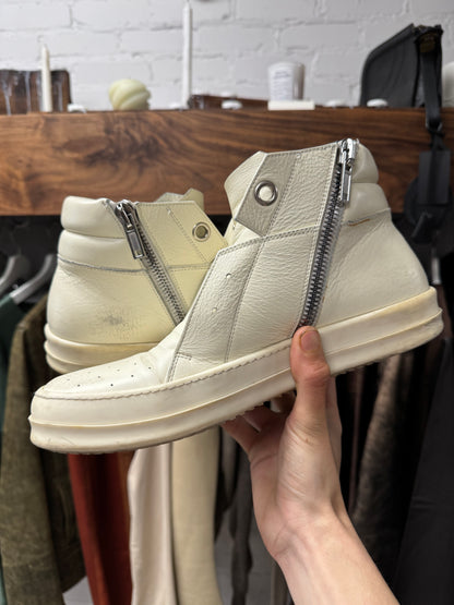 Rick Owens ‘Island Dunk’ Milk White Leather Sneakers