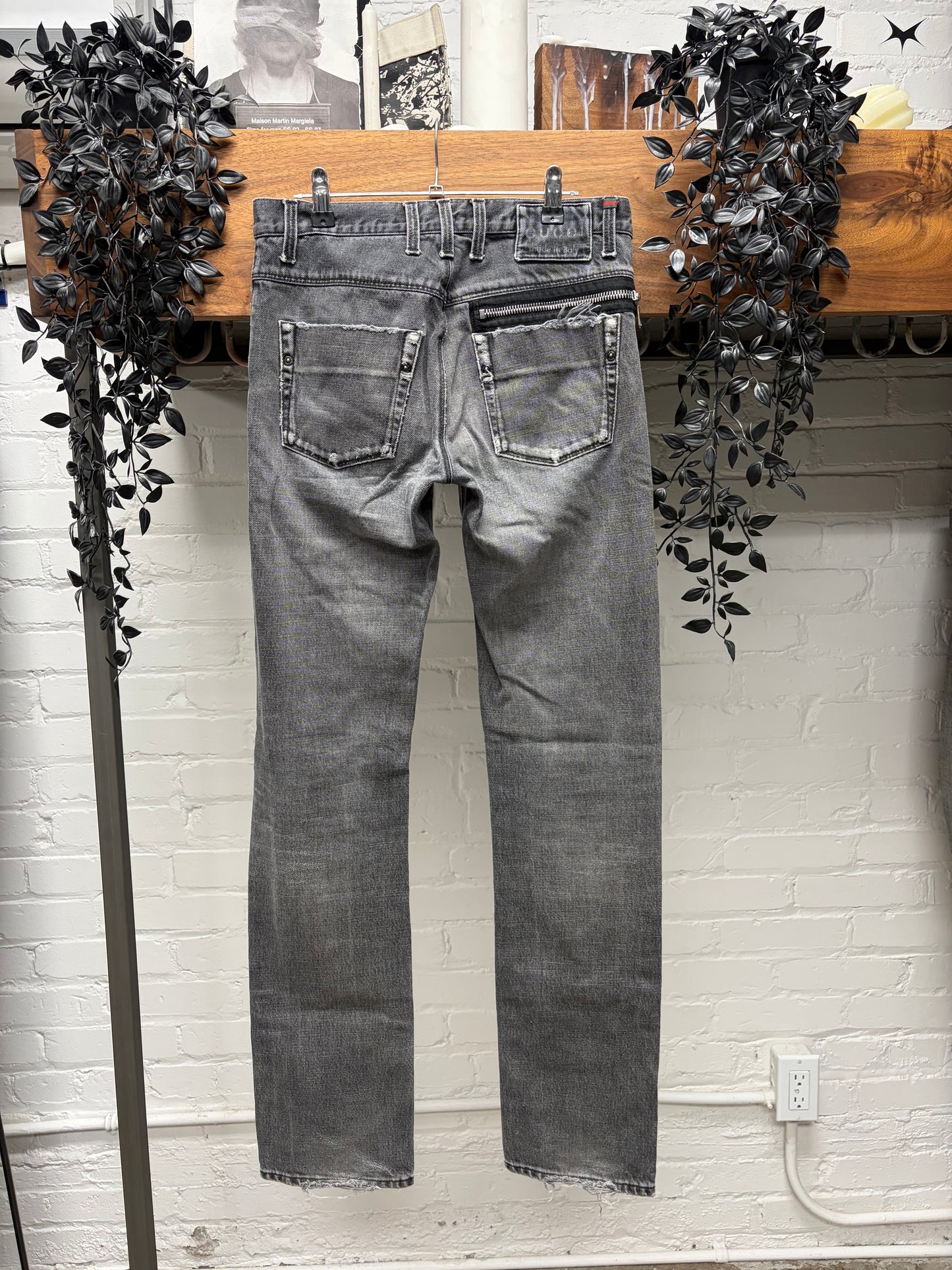 Gucci Faded Black ‘Jacron Striped Logo’ Skinny Jeans