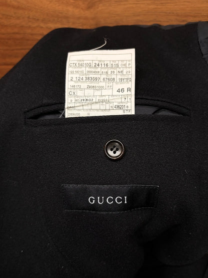 Vintage Gucci ‘Sharp Lapel’ Black Cotton Tailored Blazer