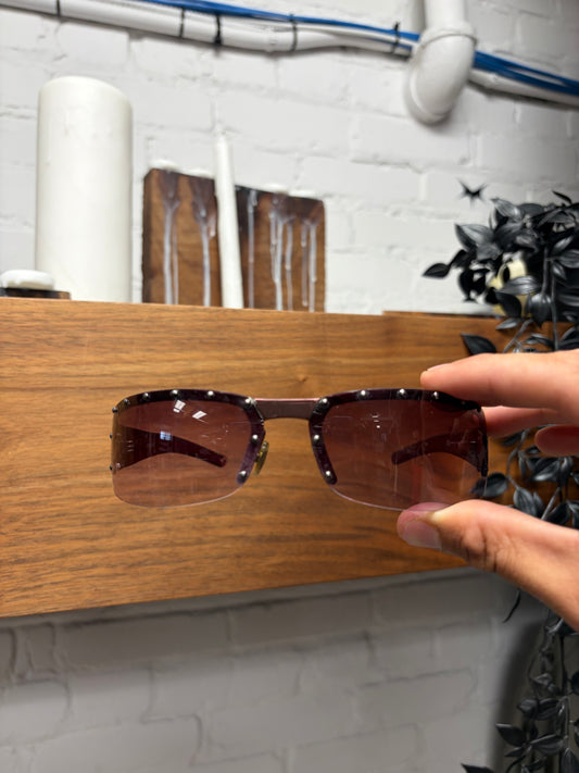 Gucci Purple ‘Studded’ Rimless Monogram Sunglasses