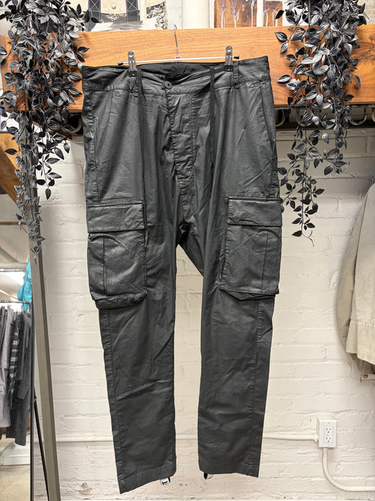 11 by Boris Bidjan Saberi Waxed Black Skinny Cut Cargo Pants