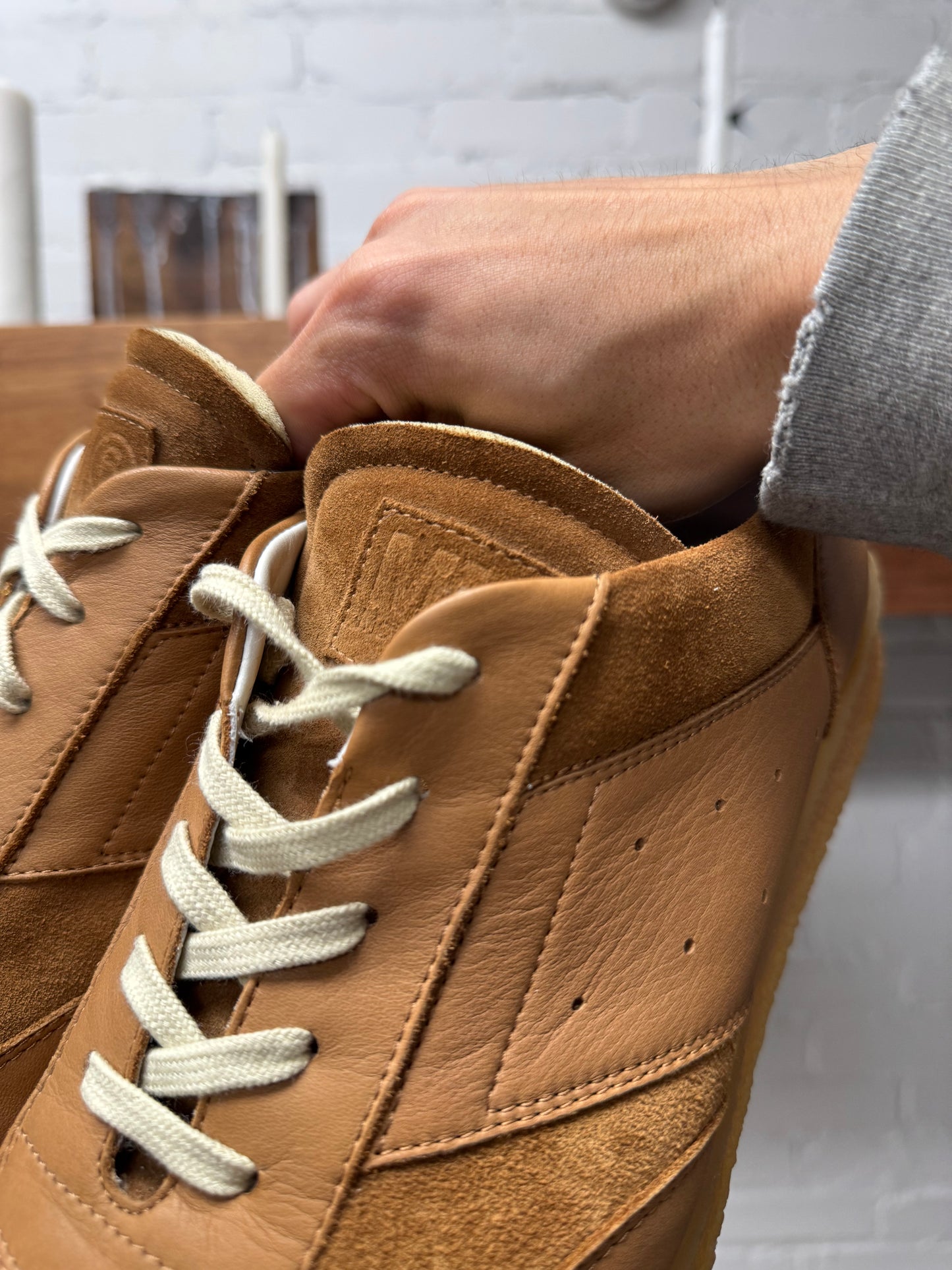 Maison Margiela ‘Court’ Brown Leather/Suede Crepe Sole Sneakers