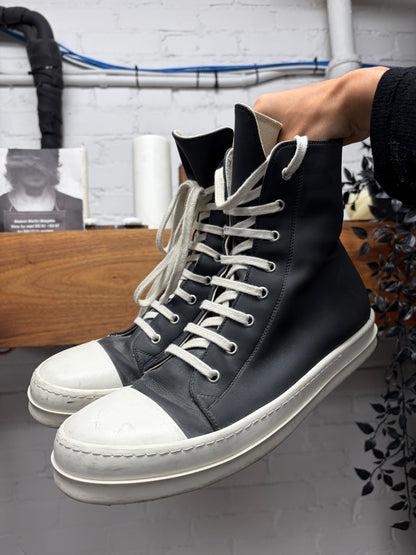 Rick Owens Dark Grey/Milk ‘Ramones’ High Top Sneakers
