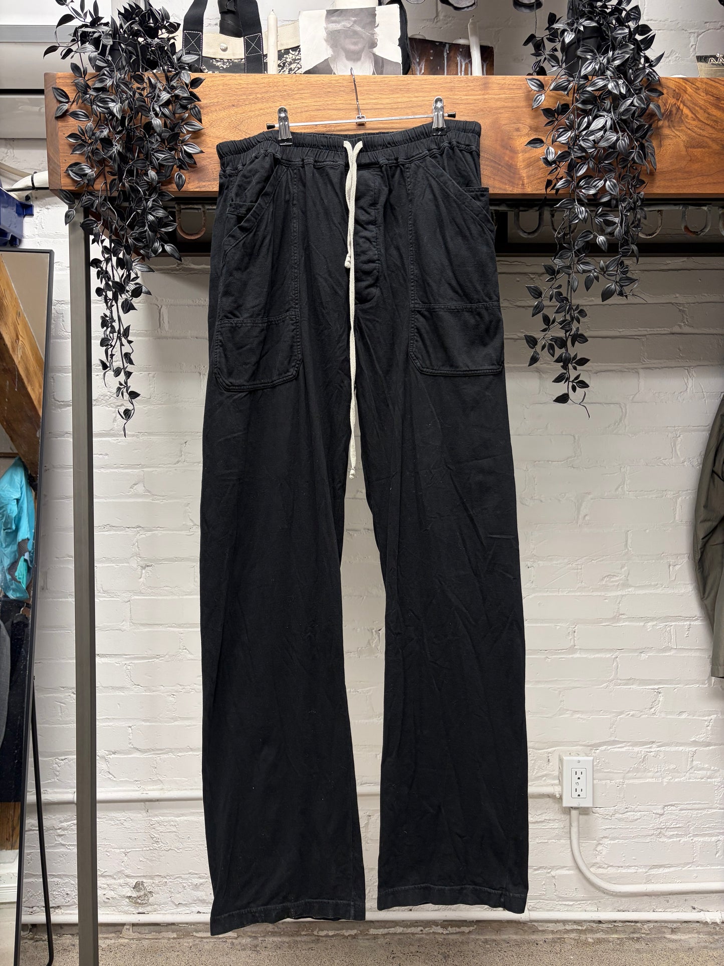 Rick Owens DRKSHDW ‘MT Lounge’ Black Wide Leg Drawstring Sweatpants