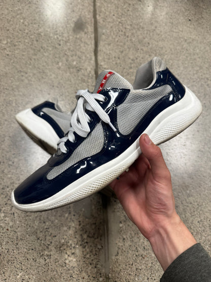Prada ‘Americas Cup’ Blue Patent Leather Low Top Sneakers