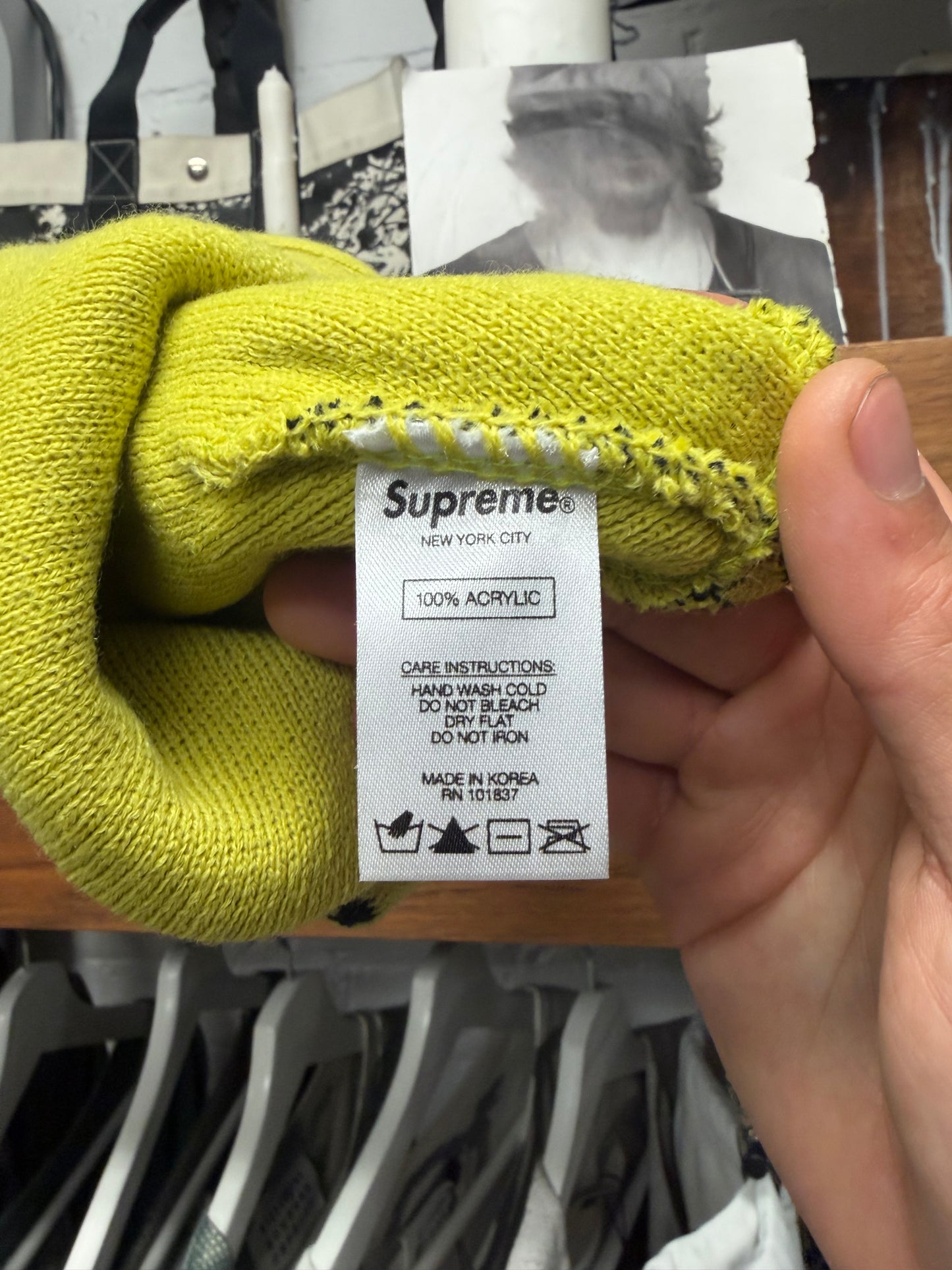 AW2020 Supreme ‘Black Ark’ Neon Green/Black Beanie