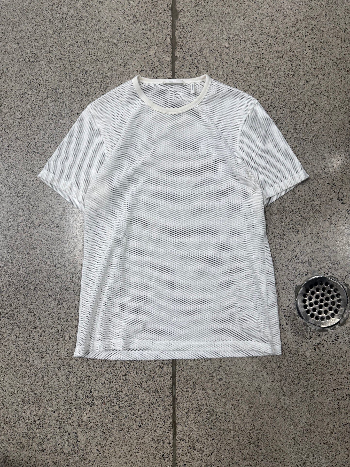 Helmut Lang White Mesh Logo T-Shirt