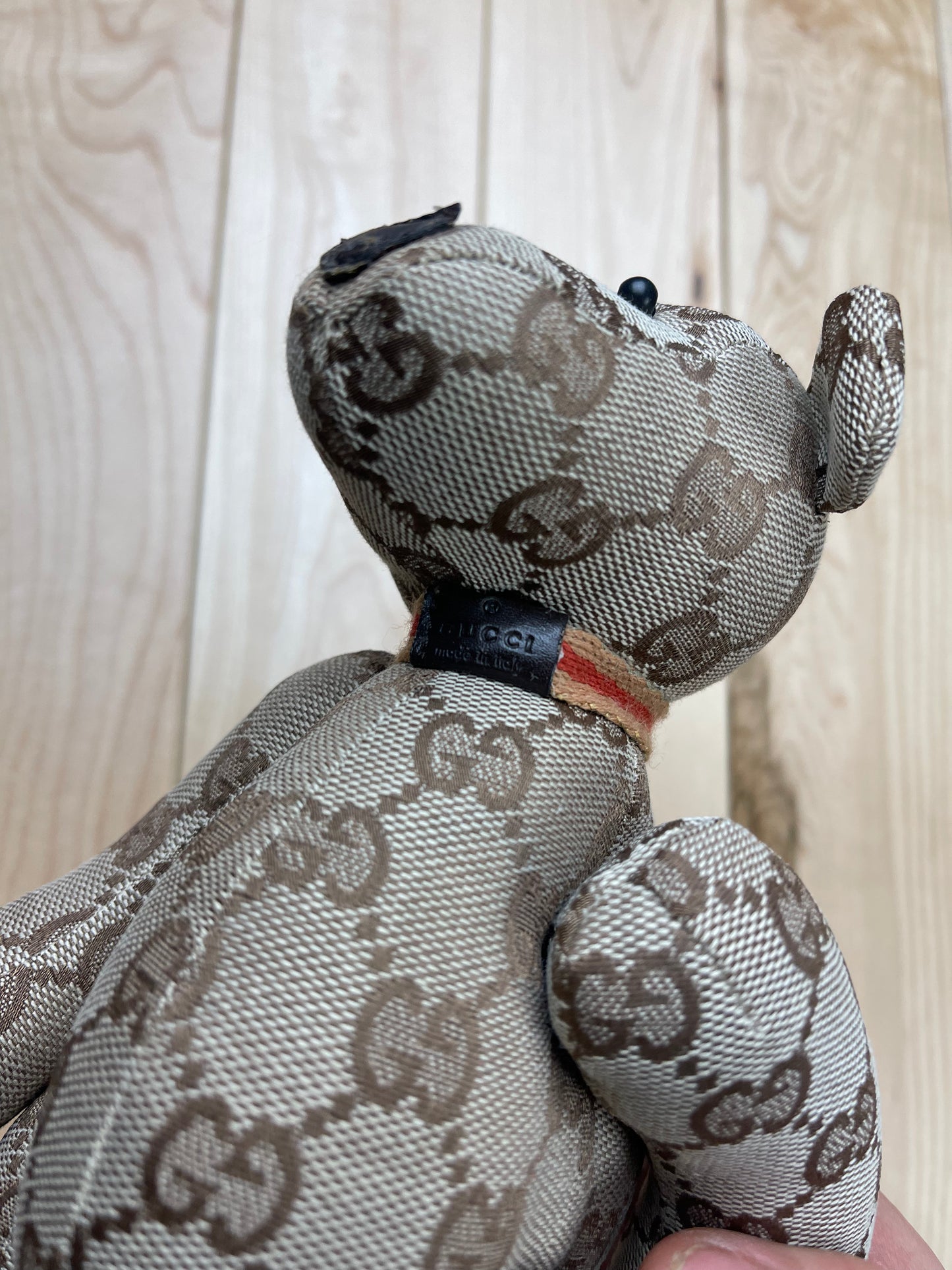 Vintage Gucci Monogram Print Teddy Bear