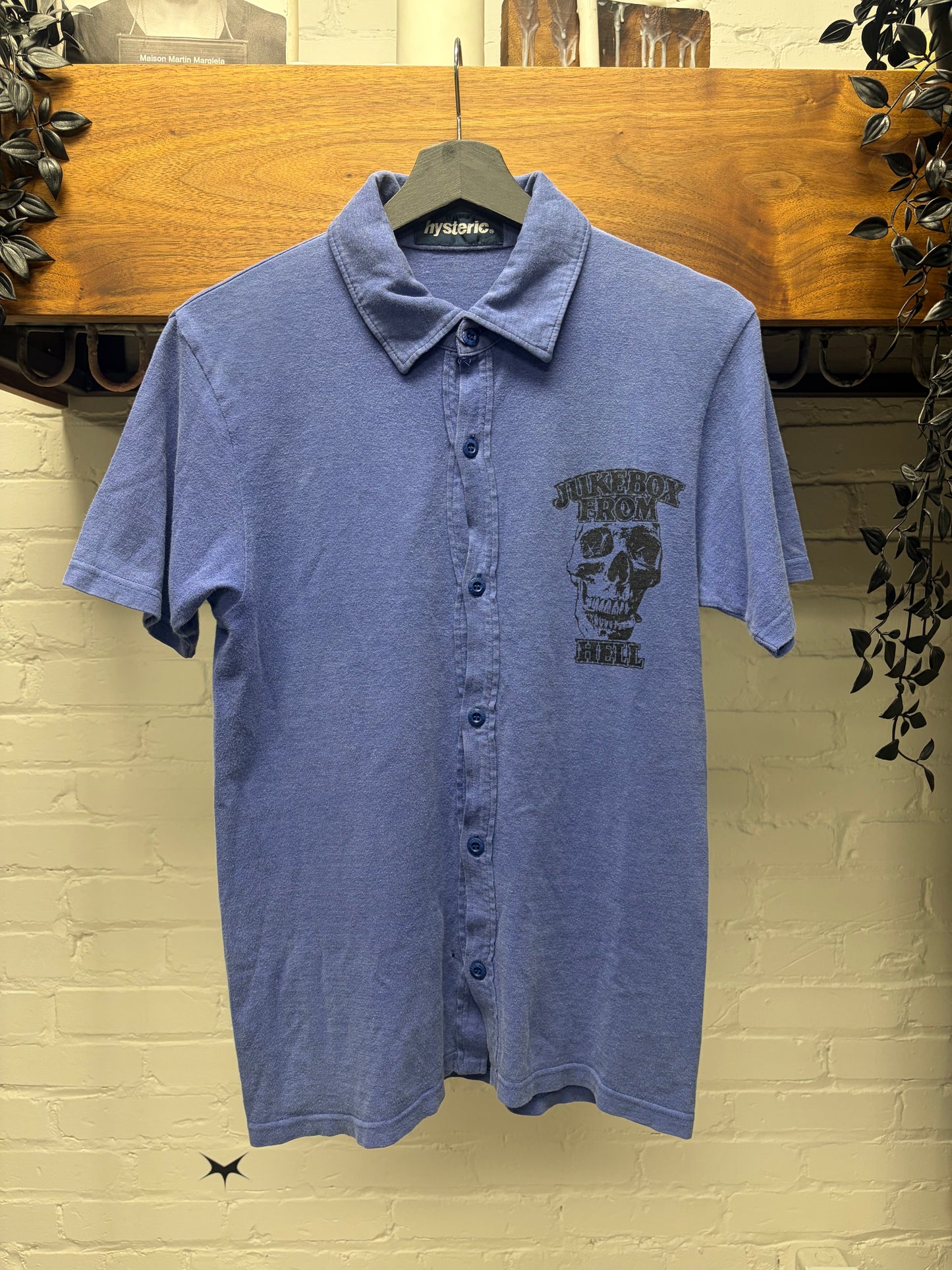 Vintage Hysteric Glamour ‘Jukebox From Hell’ Blue Skull Graphic Polo