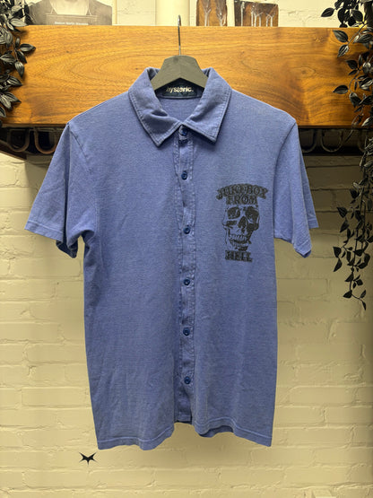 Vintage Hysteric Glamour ‘Jukebox From Hell’ Blue Skull Graphic Polo