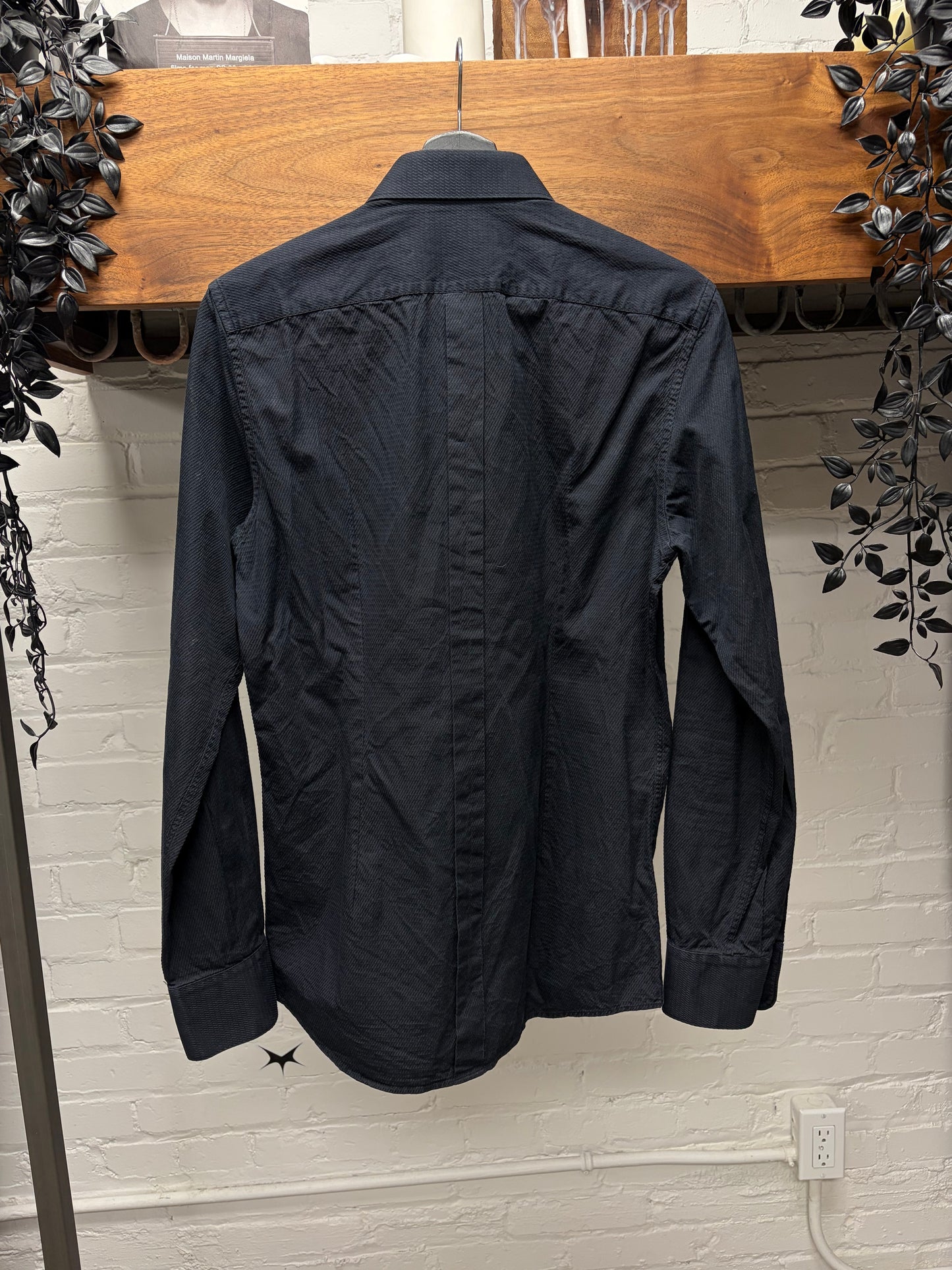 Dolce & Gabbana ‘Gold Label’ Herringbone Patterned Black Button Up Shirt