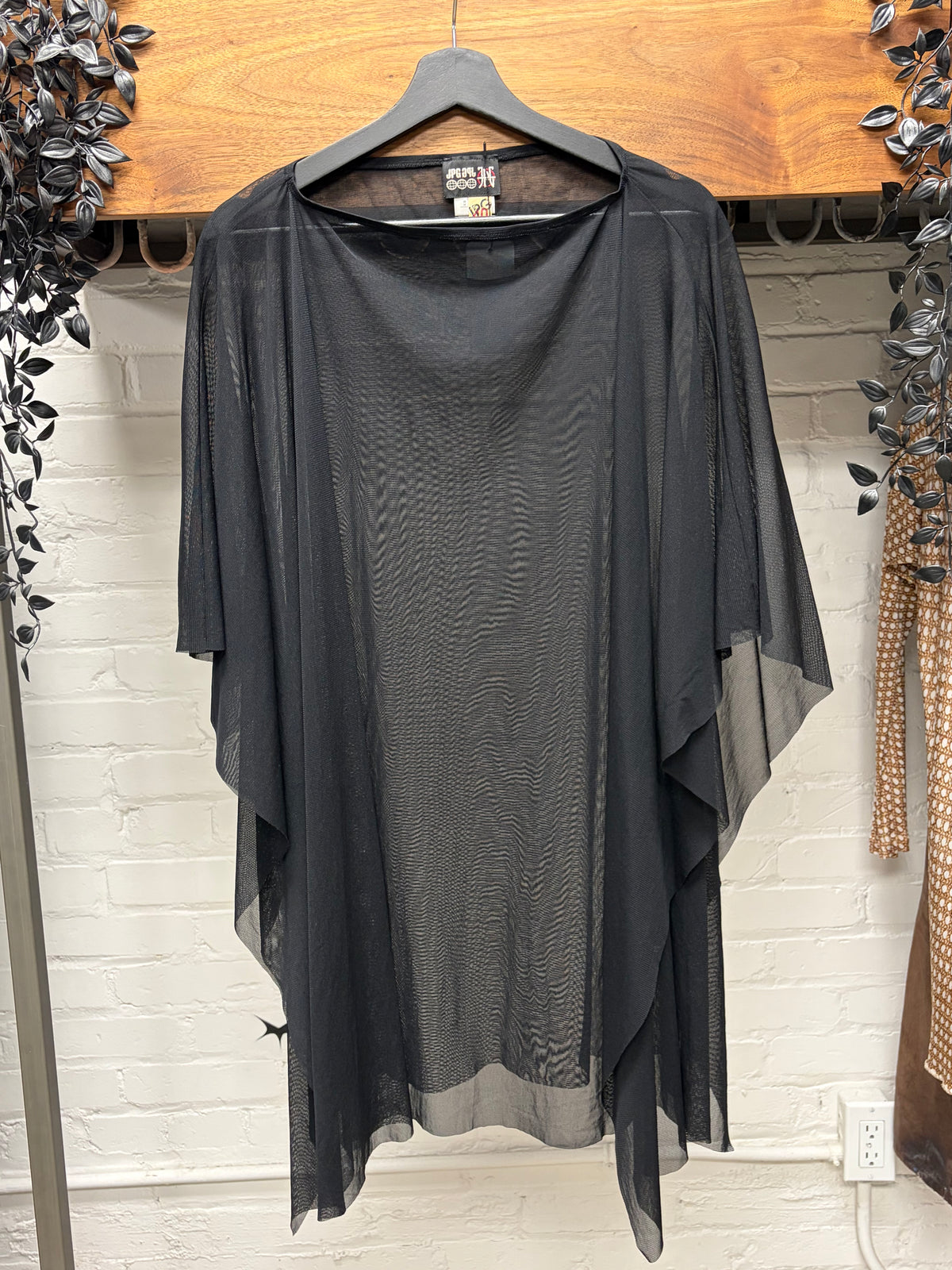 Jean Paul Gaultier Sheer Black Draped ‘Cape’ Top