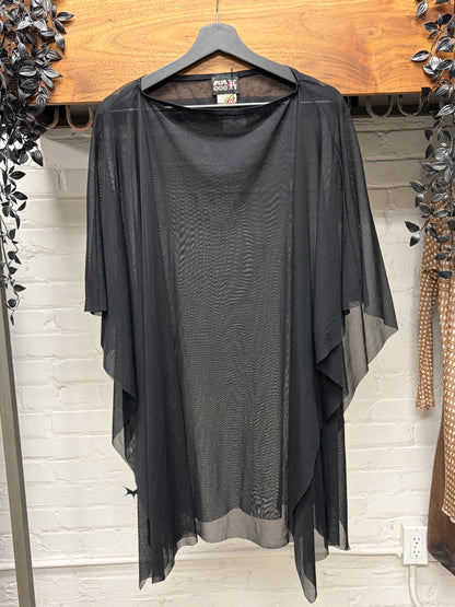 Jean Paul Gaultier Sheer Black Draped ‘Cape’ Top