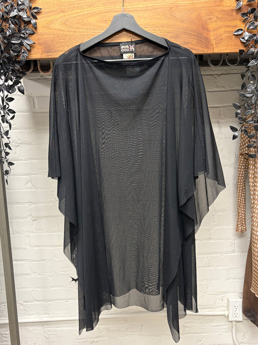 Jean Paul Gaultier Sheer Black Draped ‘Cape’ Top