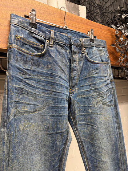 Dior Homme ‘Luster’ Clawmark Waxed Green/Blue Skinny Jeans