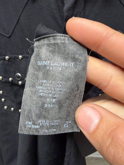 SS2015 Saint Laurent by Hedi Slimane Studded Black Western Button Up Shirt