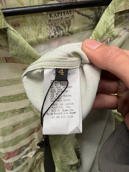 Kapital Rayon ‘Kamekameha’ Green Bone Aloha Shirt