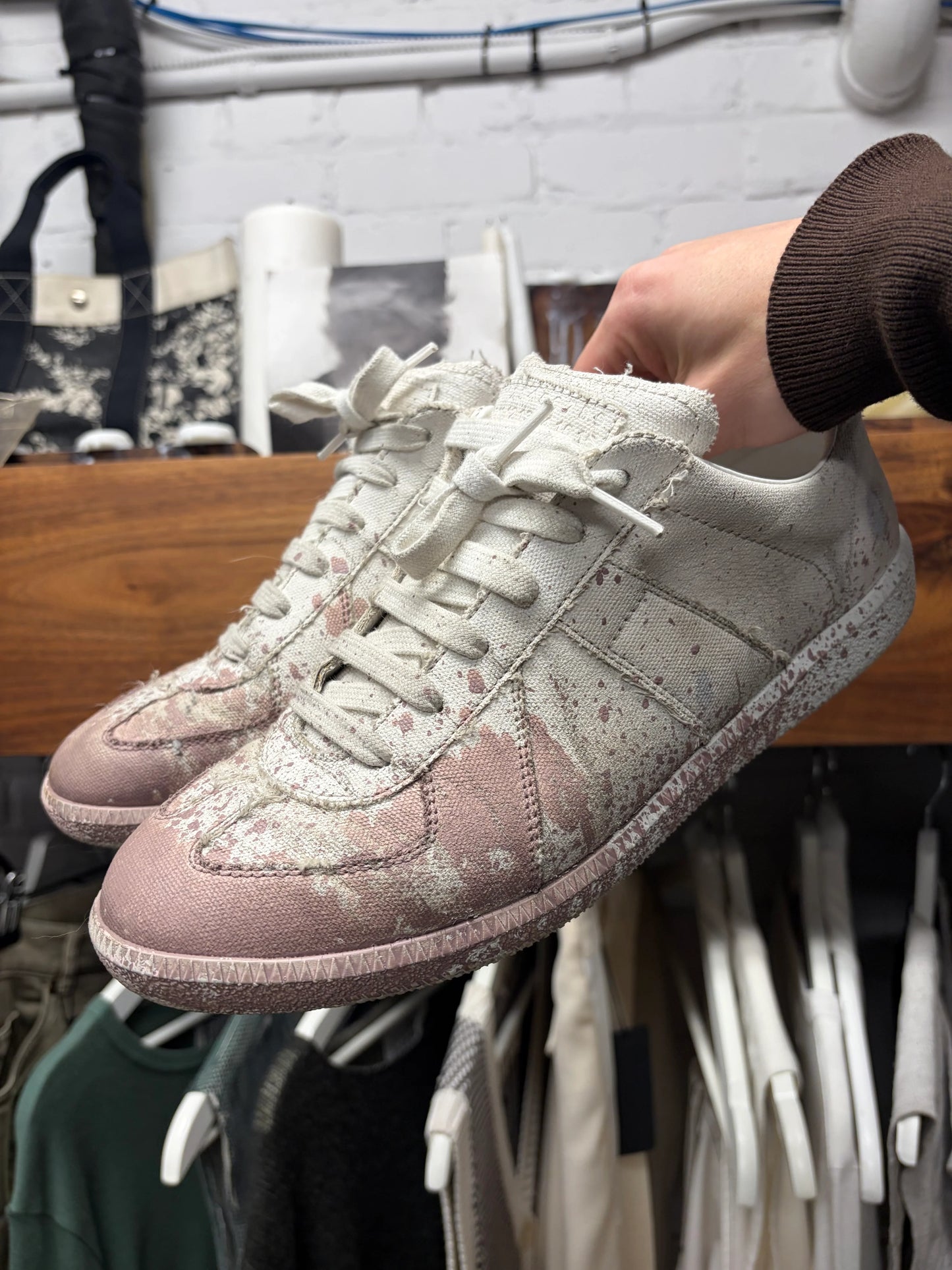 Maison Margiela Paint Splatter G.A.T. Low Top Sneakers