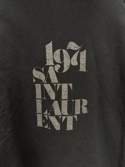 2018 Saint Laurent ‘1974’ Stacked Logo Black Pullover Hoodie