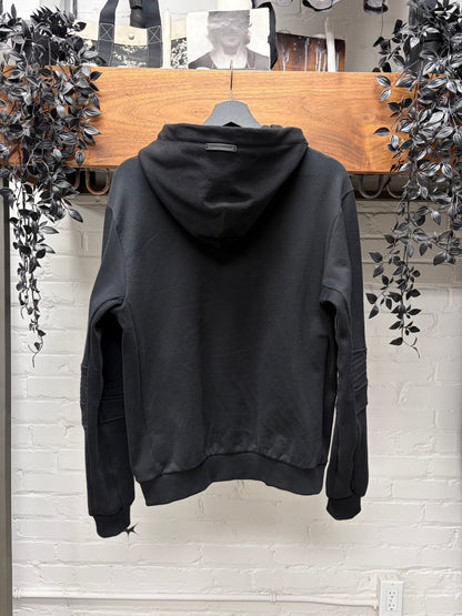 Dolce & Gabbana ‘Mainline’ Black Zip-Up Hoodie with Leather Patch