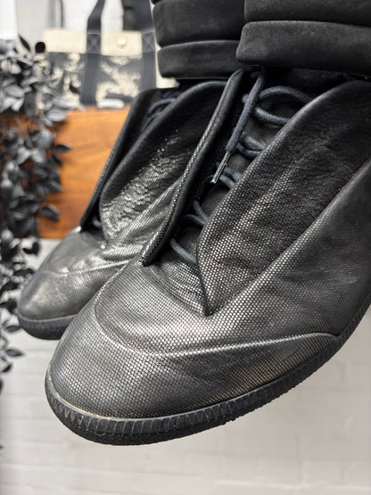 Maison Margiela Black/Silver Toe ‘Future’ Leather High Top Sneakers