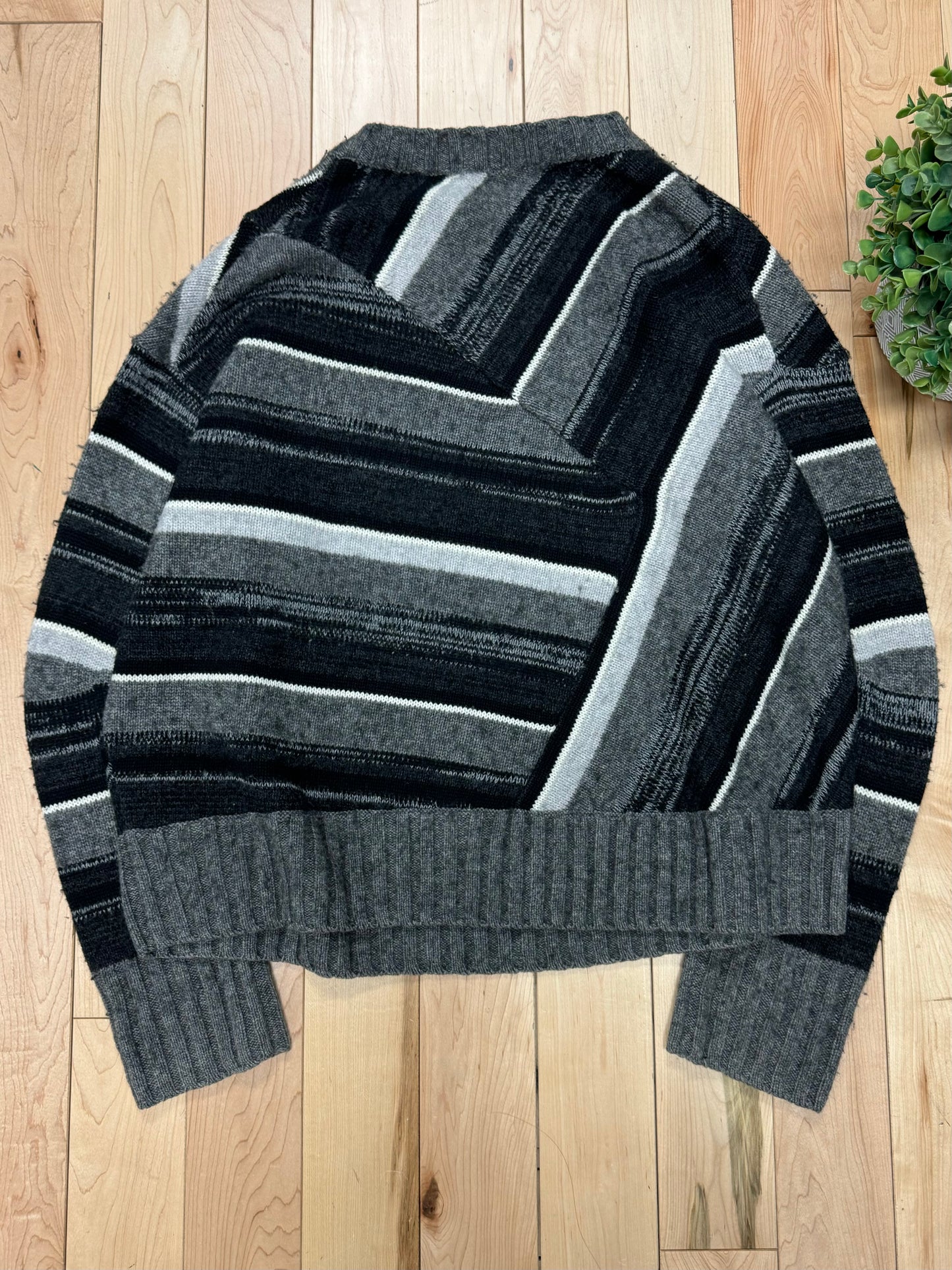 Helmut Lang Striped Wool Knit Sweater