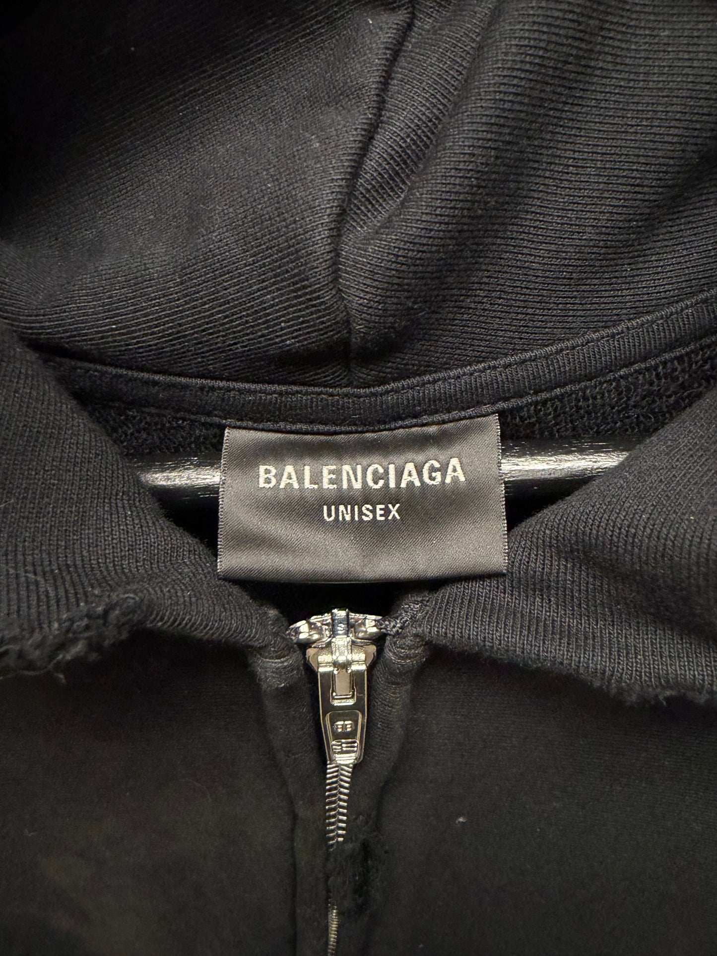 AW2023 Balenciaga Mudshow ‘Gaffer Tape’ Black Distressed Zip-Up Hoodie