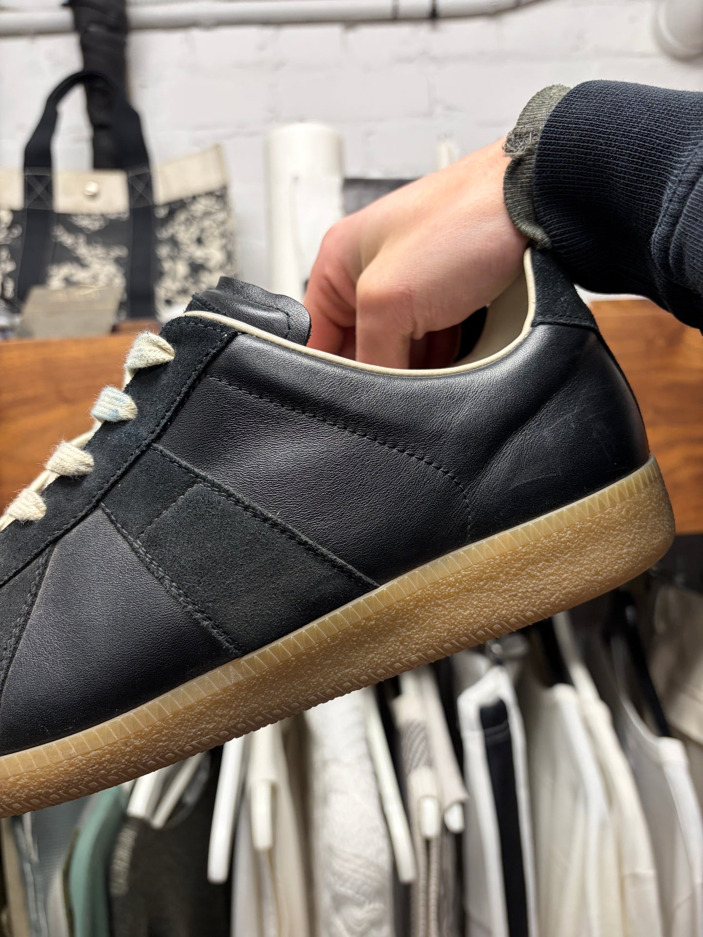 Maison Margiela ‘G.A.T.’ Black Suede/Gum Sole Low Top Sneakers