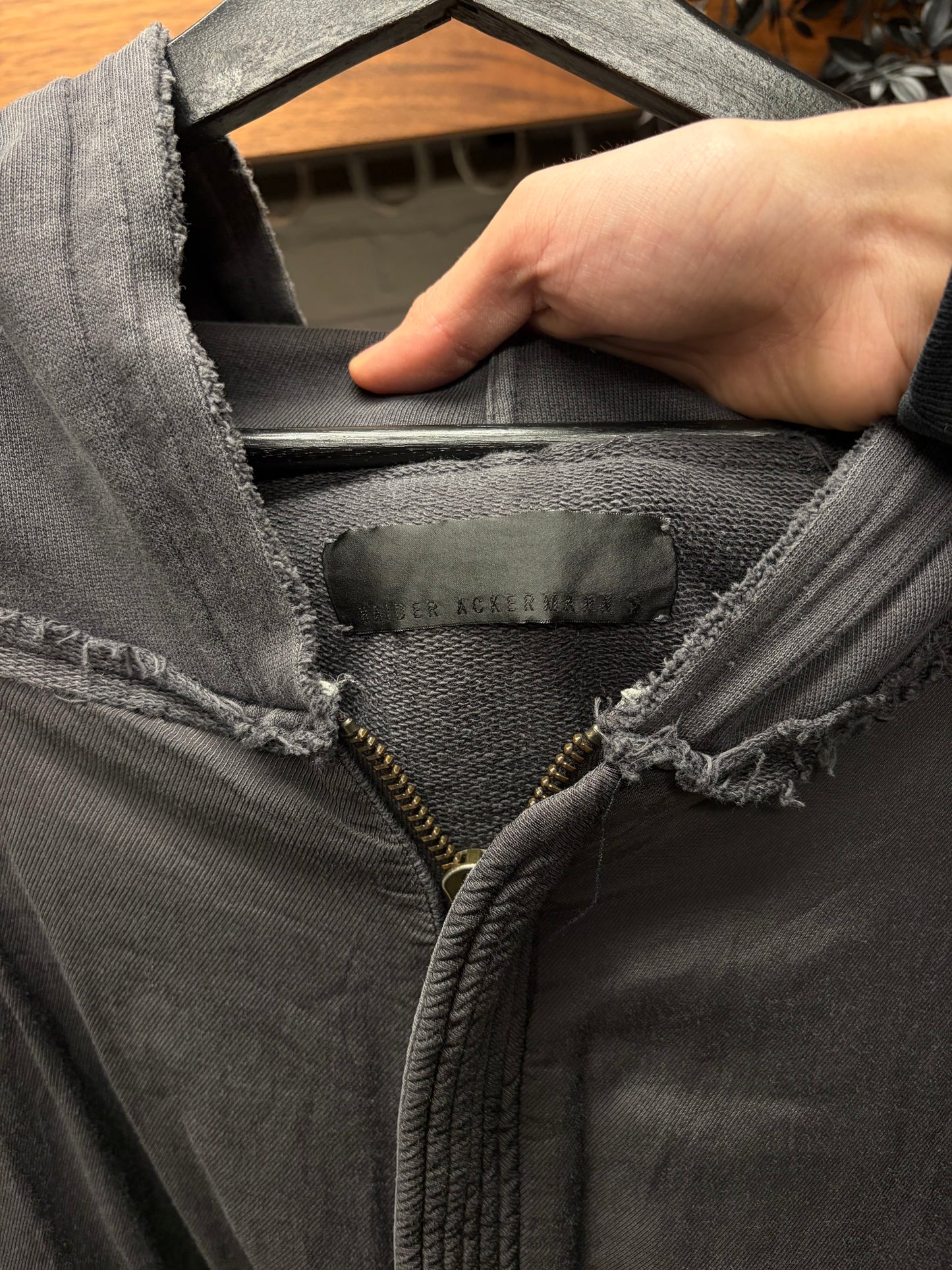 Haider Ackermann ‘Perth’ Distressed Black Zip-Up Hoodie
