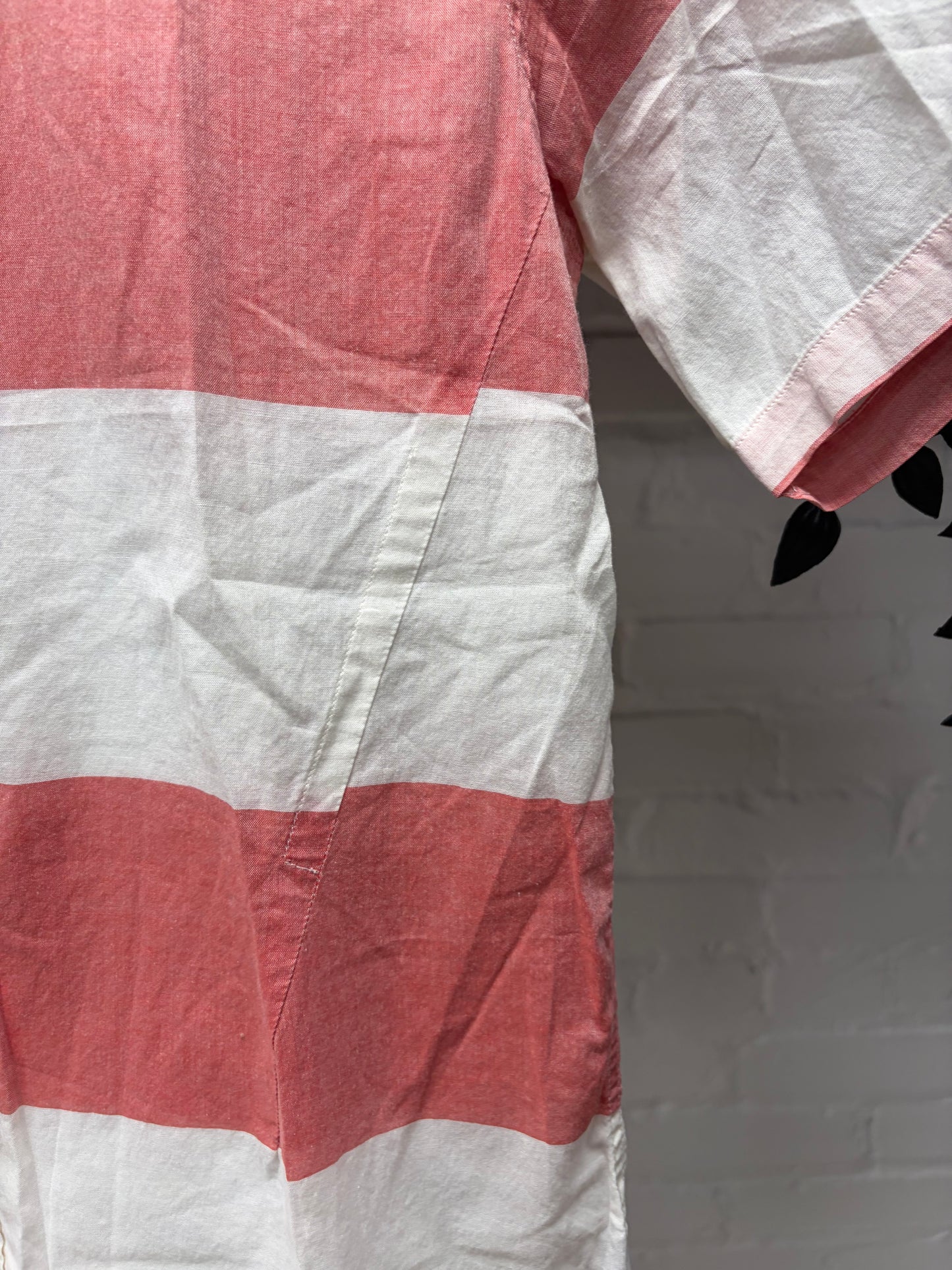 SS2008 Raf Simons Red/White Striped Short Sleeve Shirt