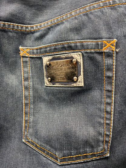 2000s Dolce & Gabbana Raw Washed Blue Bootcut Denim