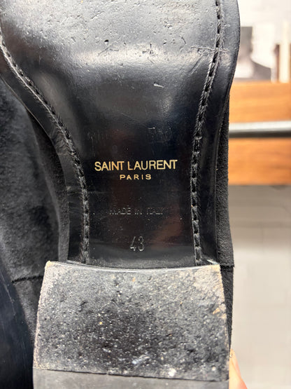 Saint Laurent Black Suede ‘Wyatt’ Pointed Toe Boots