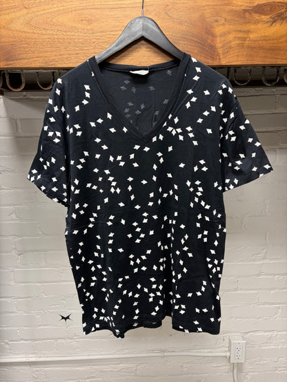 Dior Homme Full Print ‘Arrows’ Black V-Neck T-Shirt