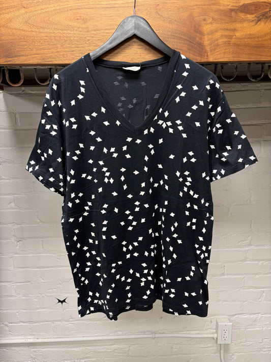 Dior Homme Full Print ‘Arrows’ Black V-Neck T-Shirt