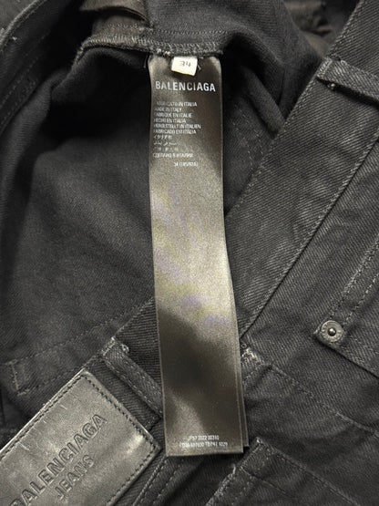 2022 Balenciaga ‘Heel Bite’ Black Bootcut Denim