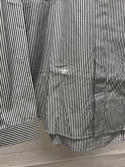 Dior Homme Black/White Pinstripe ‘Bee’ Embroidered Logo Button Up Shirt