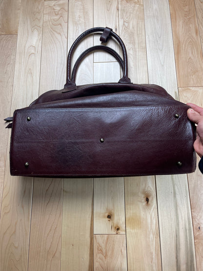 Issey Miyake Ox Blood Red Top Handle Leather Purse