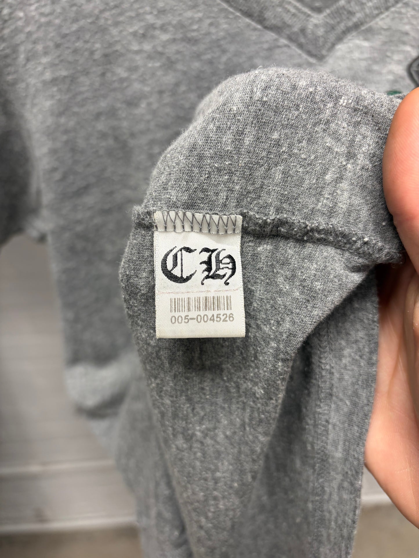 Chrome Hearts Grey/Green ‘Horseshoe Logo’ V-Neck T-Shirt