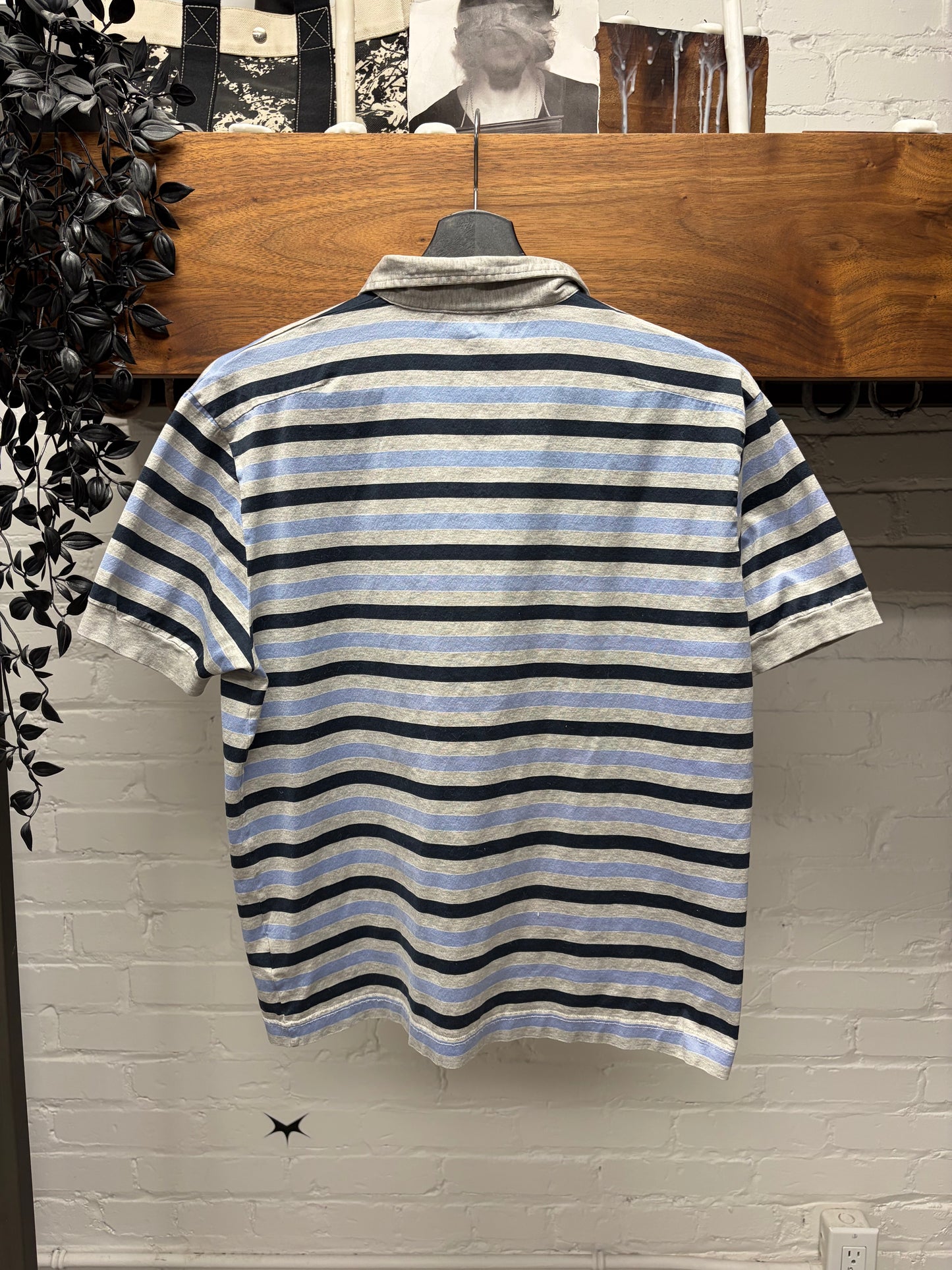 SS2005 Dior Homme by Hedi Slimane ‘Guitar’ Blue/Grey Striped Polo