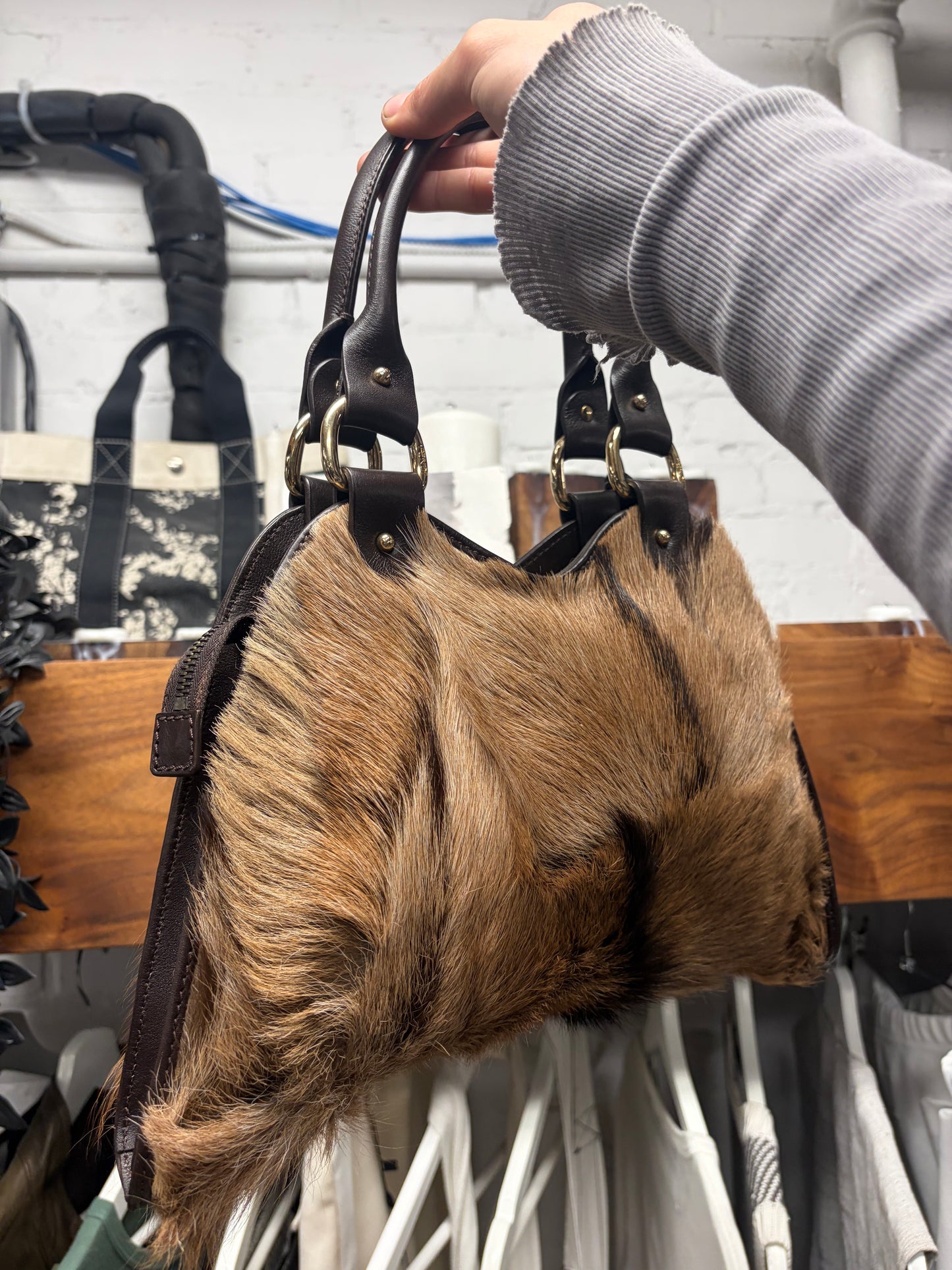 2003 Fendi ‘Devil Trapezio’ Lamb Fur Miniature Handbag