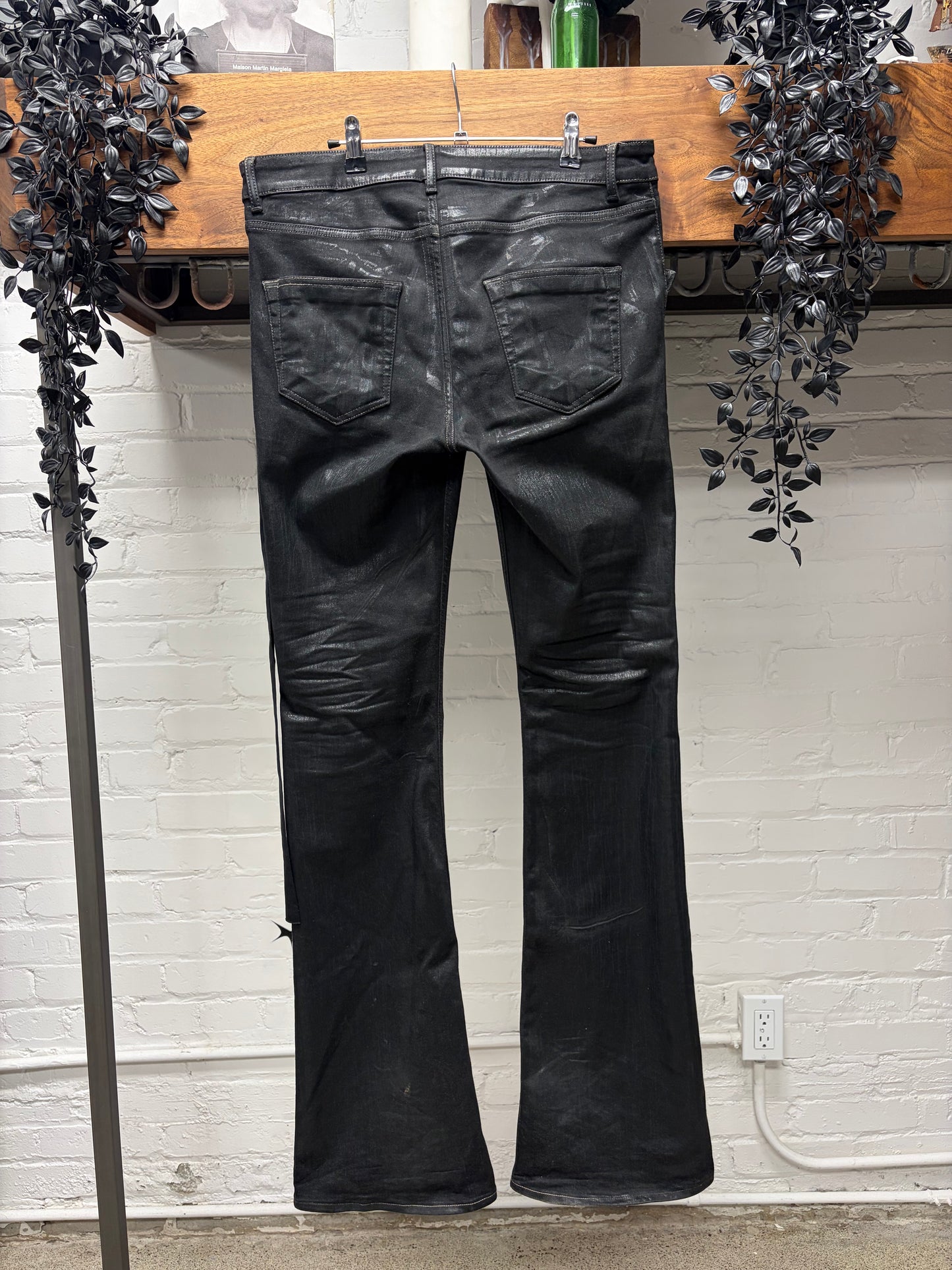 Rick Owens ‘Tyrone’ Bootcut Flared Leg ‘SBF’ Waxed Black Denim