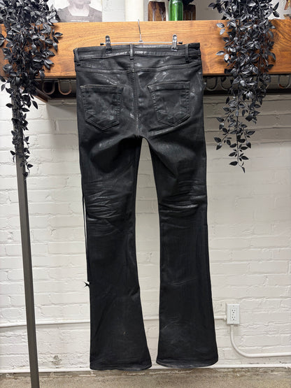 Rick Owens ‘Tyrone’ Bootcut Flared Leg ‘SBF’ Waxed Black Denim