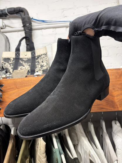 Saint Laurent ‘Wyatt’ Black Suede Chelsea Boots