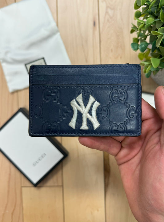 2018 Gucci x MLB New York Yankees GG Monogram Cardholder Wallet