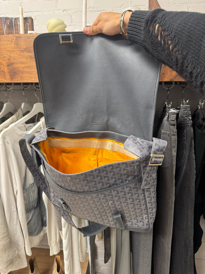 2013 Goyard ‘Grand Bleu’ GM Grey Leather Messenger Bag