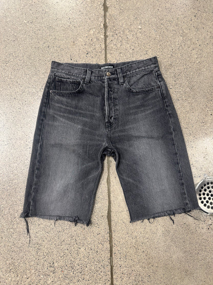 2018 Balenciaga ‘Washed Black’ Cutoff Denim Shorts