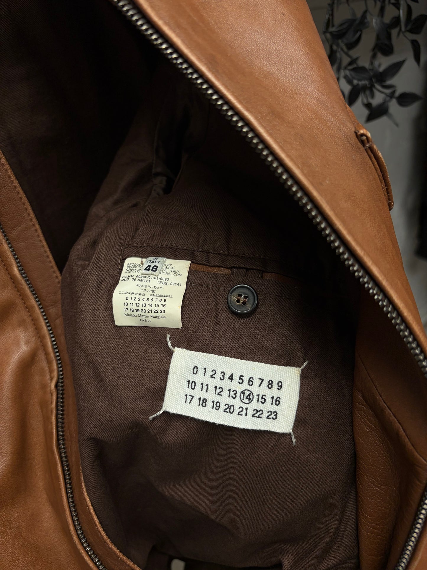 AW2009 Maison Martin Margiela Brown Lambskin Leather Bomber Jacket