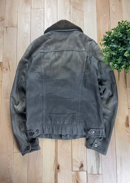 Dolce & Gabbana ‘Washed Grey’ Fur Trim Denim Jacket